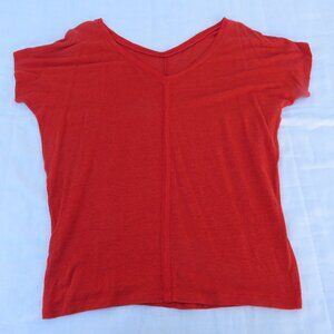 Eileen Fisher Orange Oversized V-Neck T-Shirt